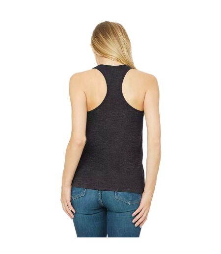 Womens/ladies Racerback Tank Top Dark Grey Heather Bella + Canvas