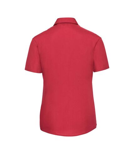 Russell Collection Womens/Ladies Poplin Easy-Care Short-Sleeved Shirt (Classic Red)