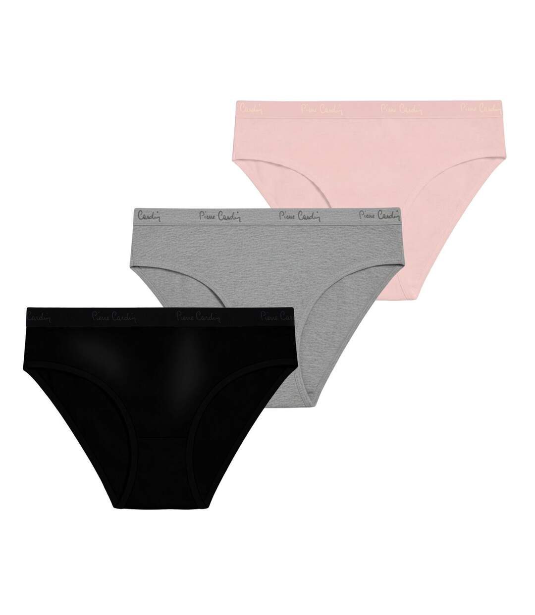 Lot de 3 slips femme  en coton uni et imprimé ceinture fine 2cm BGP Pierre Cardin-1