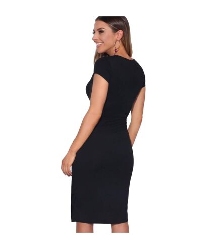 Krisp Womens/Ladies Cap Sleeve Wrap Jersey Dress (Black) - UTKP104