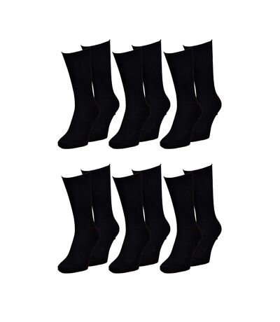 Chaussettes sans élastique homme Spécial Jambes sensibles Pack de 6 Paires Unies Noires