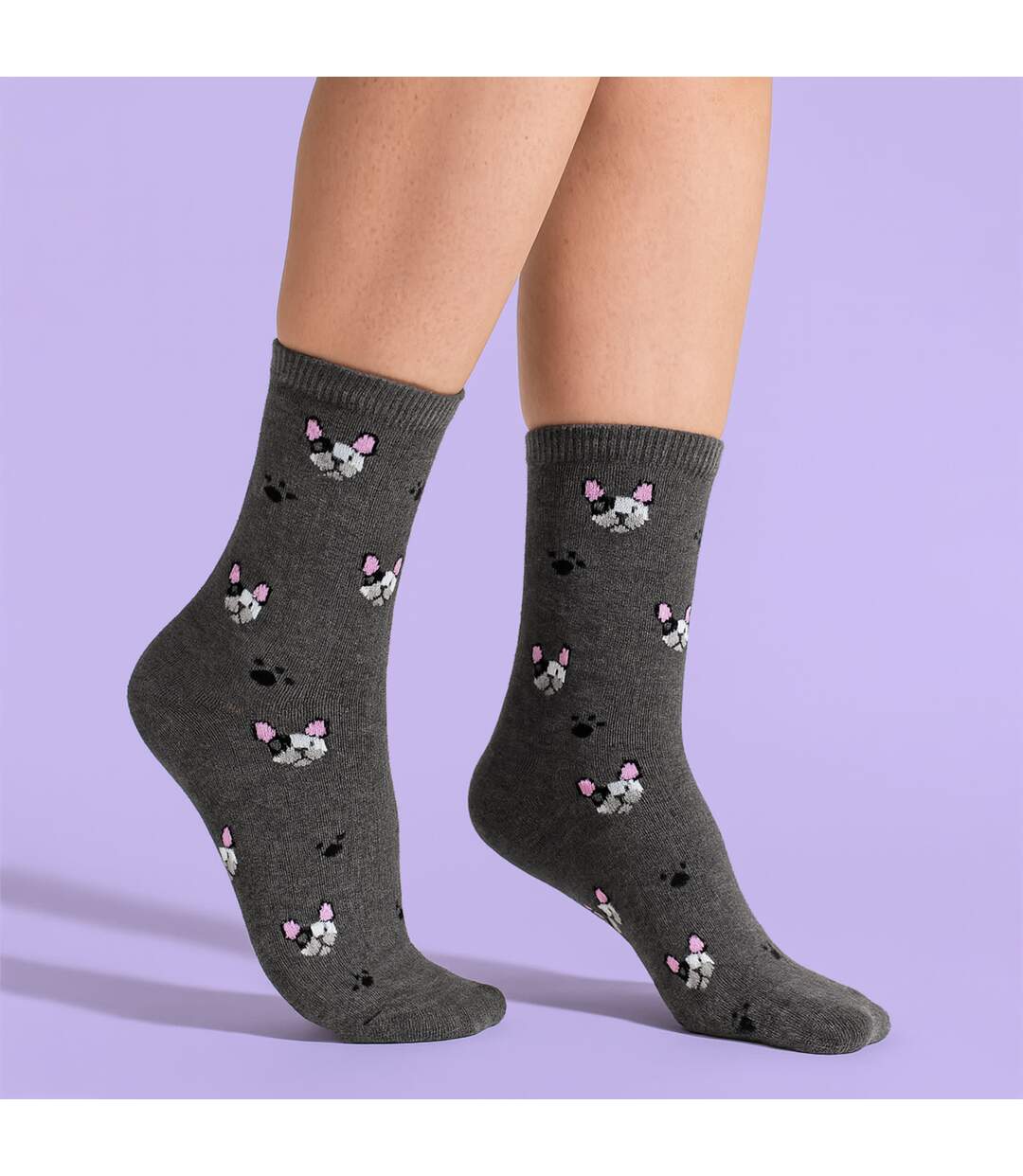 5 Pairs Ladies Dog Patterned Socks - Soft Cotton Rich Fun Dog Design Socks-4