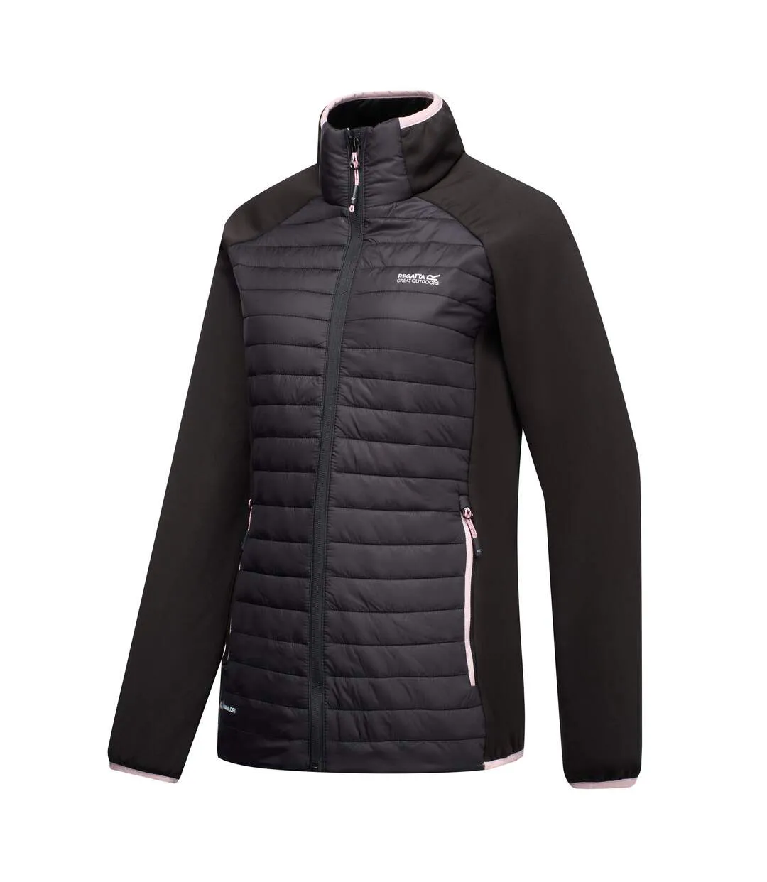 Veste Hybride Matelassée Et Compressible Clumber Femme Noir Lilas Clair Regatta-4