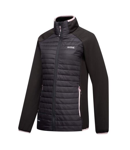 Veste Hybride Matelassée Et Compressible Clumber Femme Noir Lilas Clair Regatta