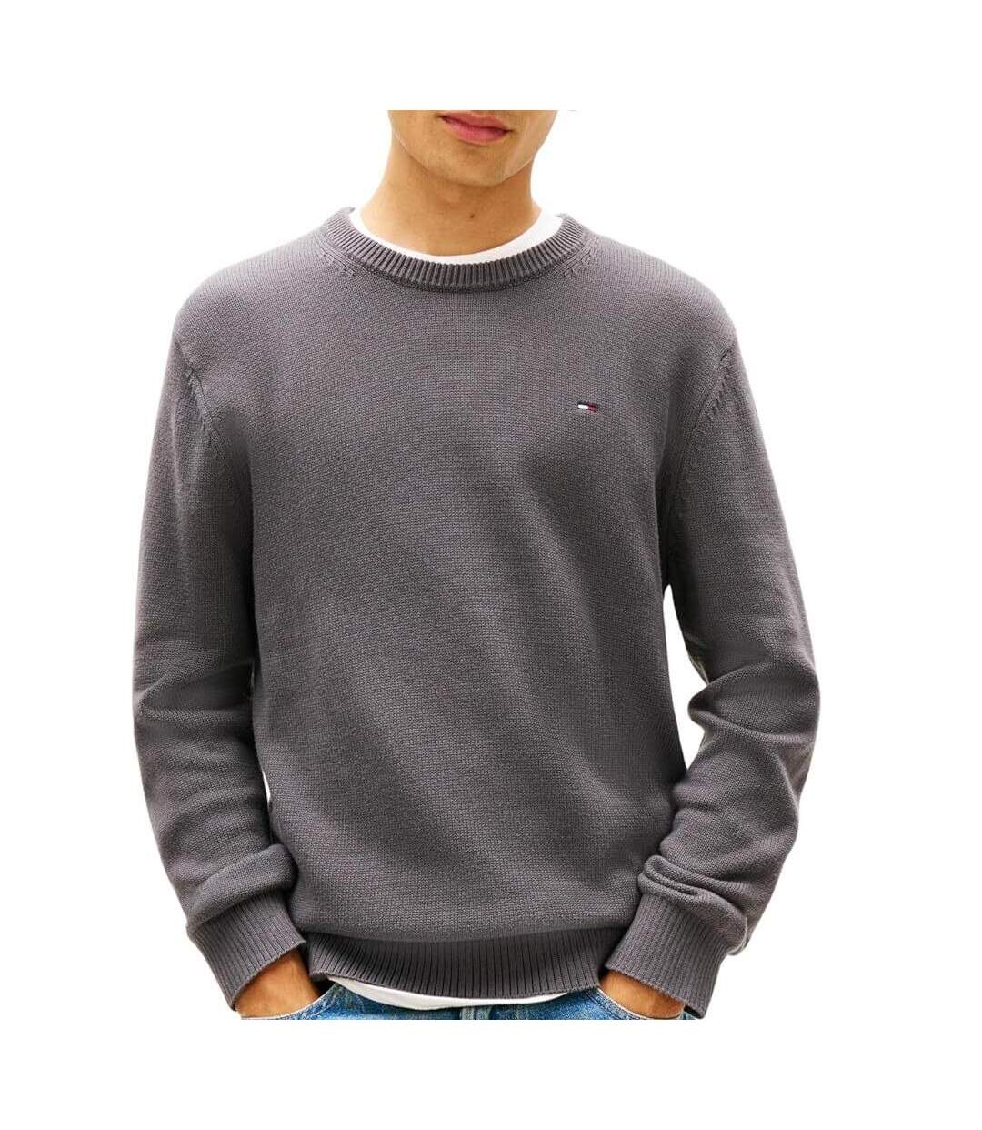 Pull gris homme tommy hilfiger slims-1