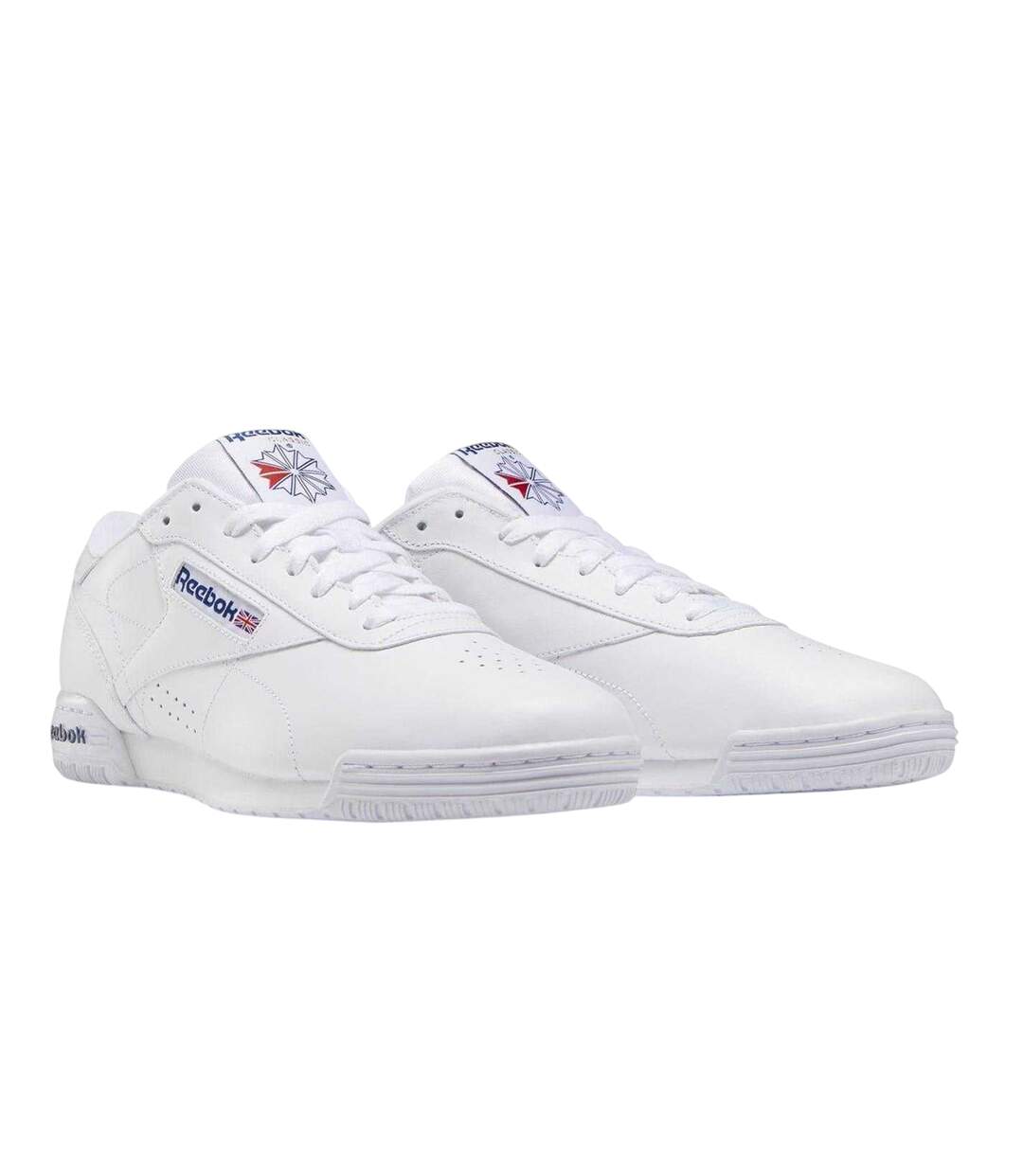Mens Exofit Leather Low Trainers White Royal Blue Reebok-4