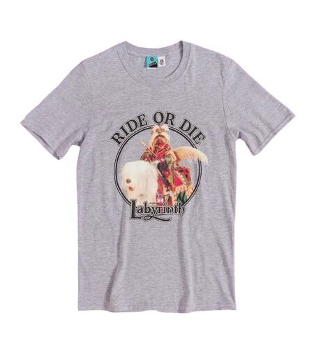 T-shirt Motif Sir Didymus Ride Or Die Adulte Gris Chiné Labyrinth