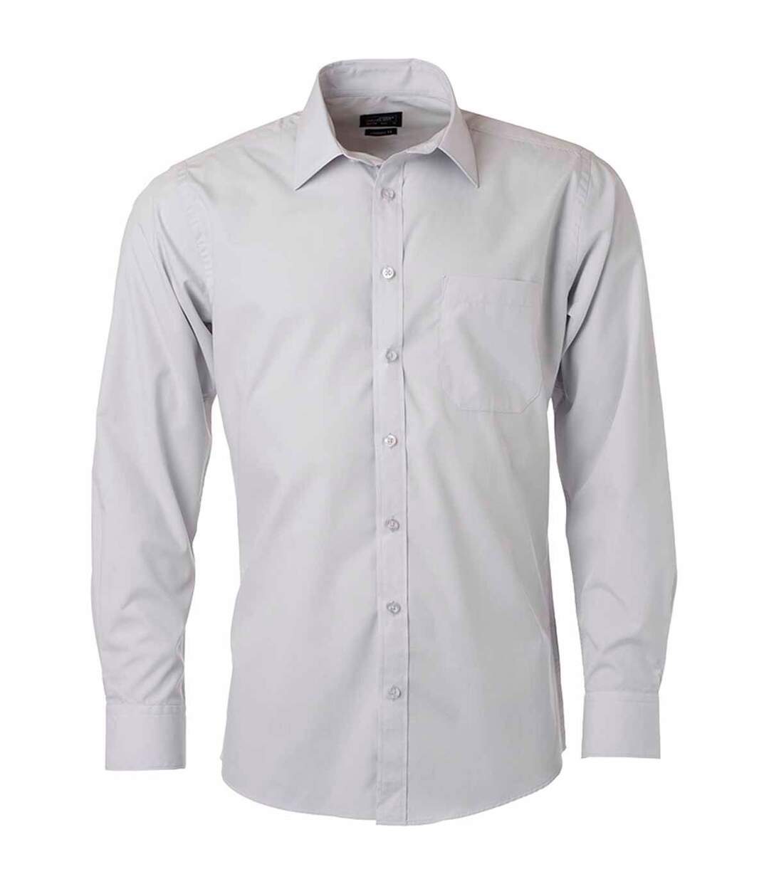 chemise popeline manches longues - JN678 - homme - gris clair