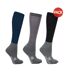 Pack of 3  Unisex adult riding boot socks  midnight navy/grey Hy Sport Active