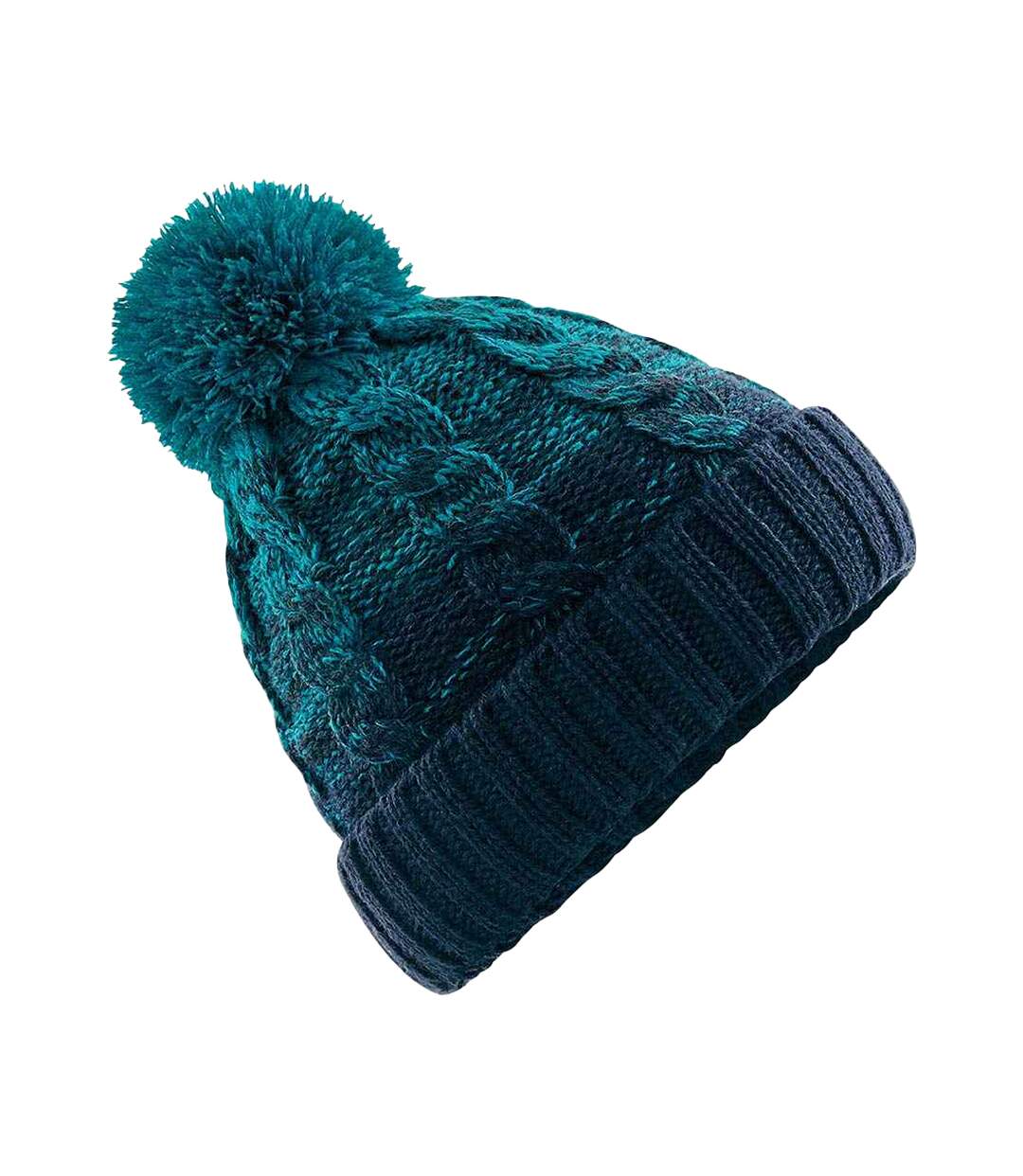 Unisex Adult Ombre Pom Pom Beanie Teal French Navy Beechfield-1