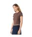 Womens/ladies Micro-rib Crop Top Cocoa Solid Bella + Canvas-1