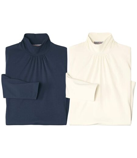 2er-Pack Unterziehpullover mit verspieltem Faltenwurf