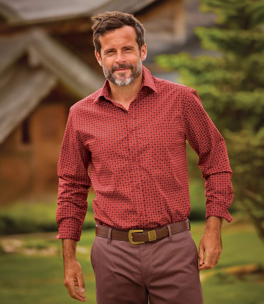 La Chemise Popeline Rouge à Micro-Motifs-4