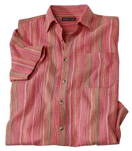 Men's Striped Coral Crepe Shirt