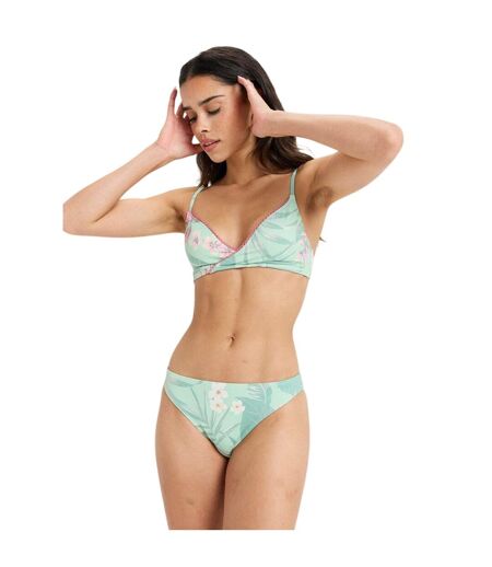 Womens/ladies Hibiscus Triangle Cups Bikini Set Green Roxy
