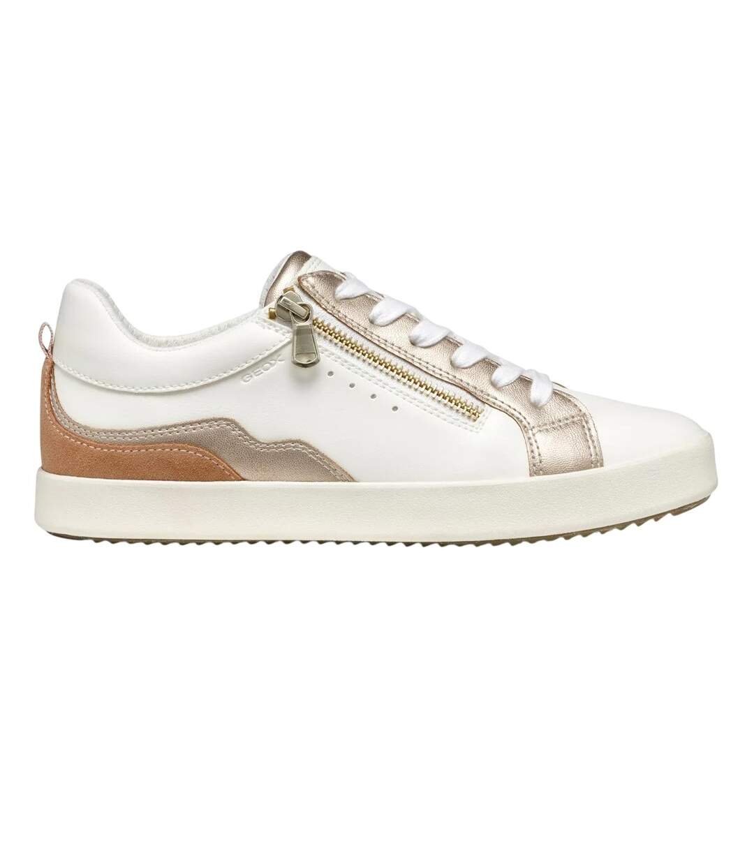 Womens/ladies D Blomiee Suede Trainers Optic White Nude Geox-3