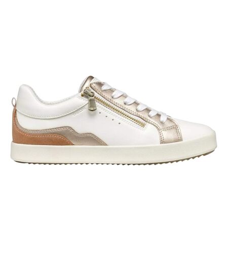 Womens/ladies D Blomiee Suede Trainers Optic White Nude Geox