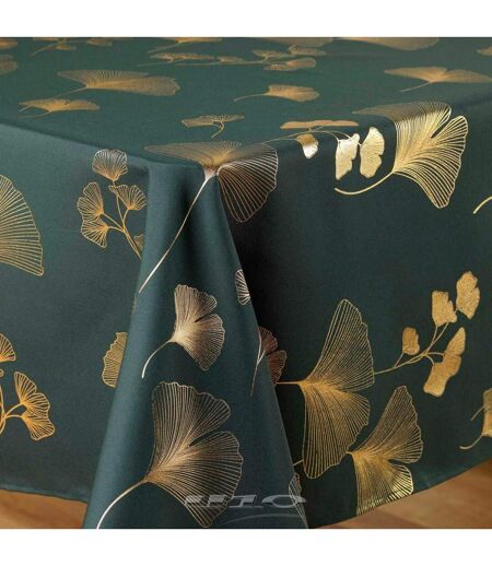 Nappe Imprimé Métallisé Bloomy 150x240cm Vert & Or