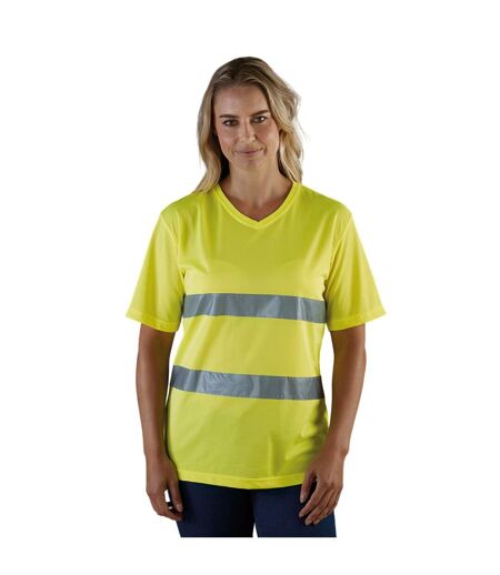 Mens hi-vis lightweight v neck t-shirt yellow Yoko