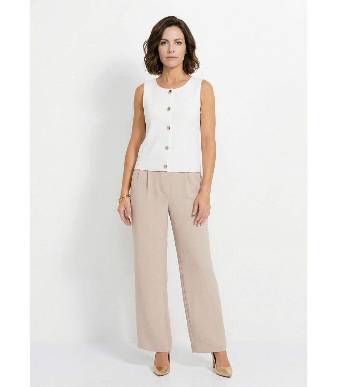 Gilet sans manches boutons dorés-3