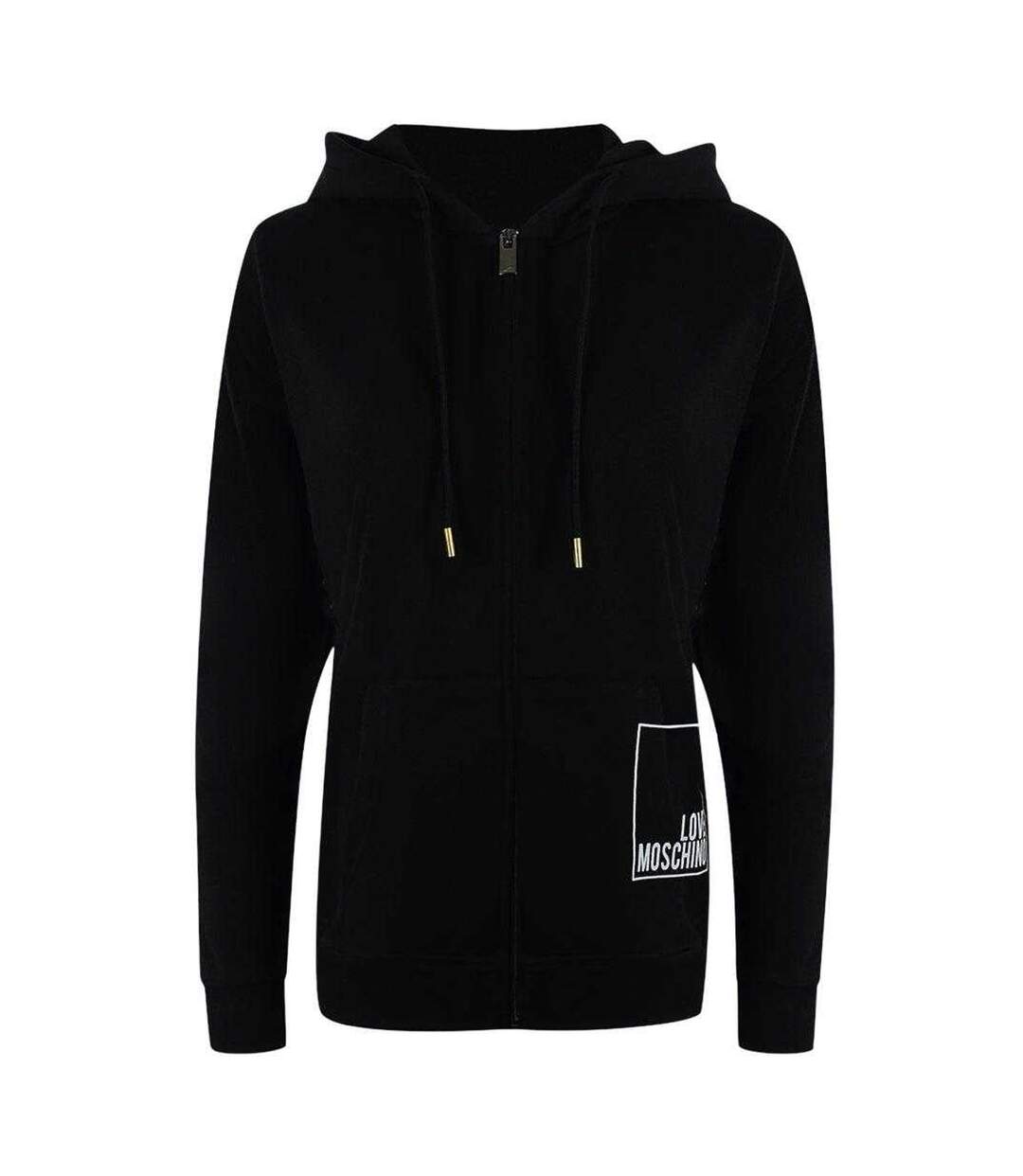 Womens/ladies Cotton Long-sleeved Full Zip Hoodie Black Love Moschino-1