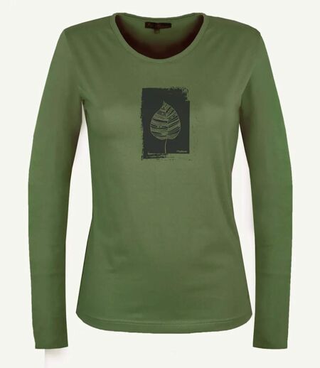 MAYFLOWER NIKKI4 : Tee-shirt manches longues olive en coton pour un style naturel