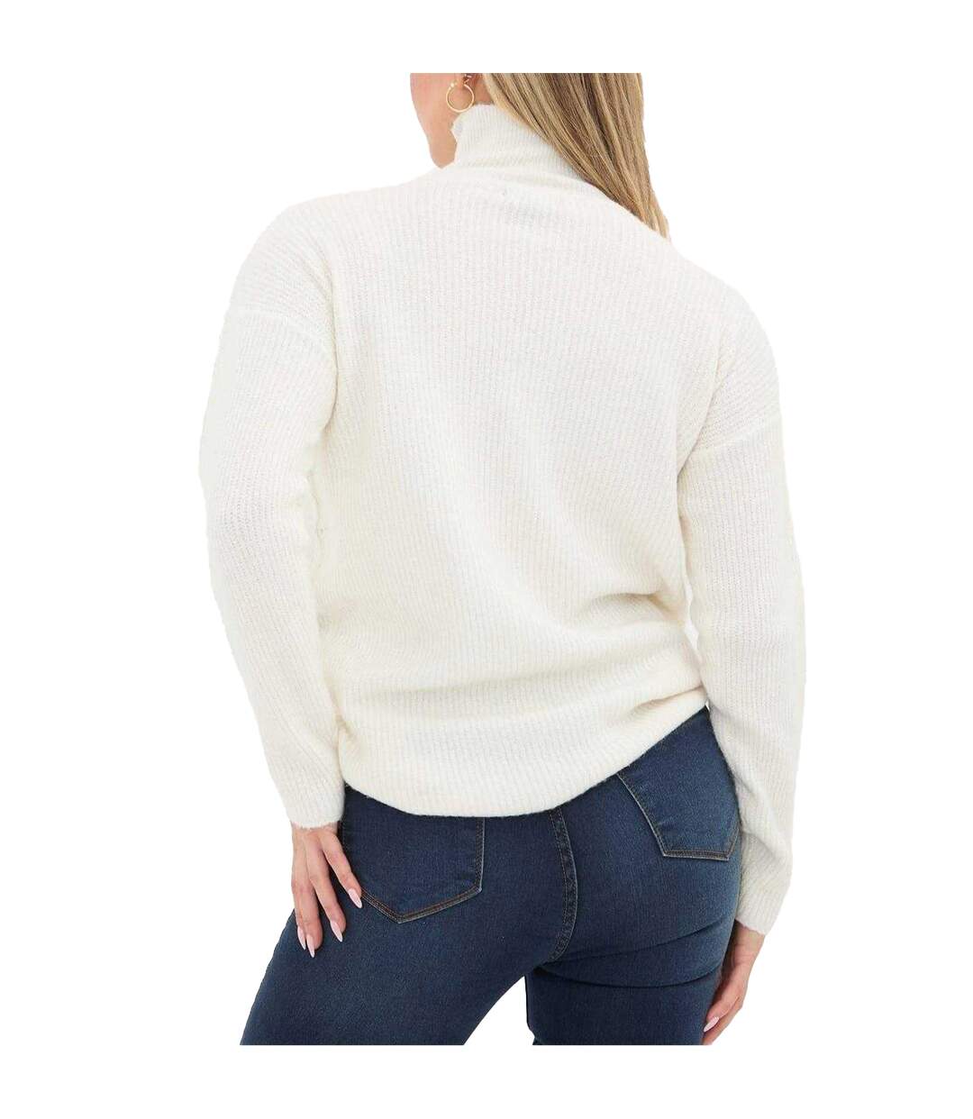 Womens/ladies Zip Neck Jumper Cream I Saw It First-3