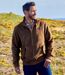 Men's Brown Faux-Suede Jacket