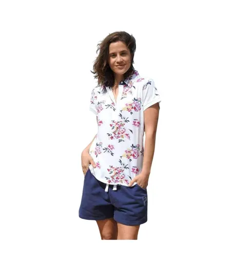 Polo Motif/style Fleurs Sauvages Femme Blanc Lazy Jacks
