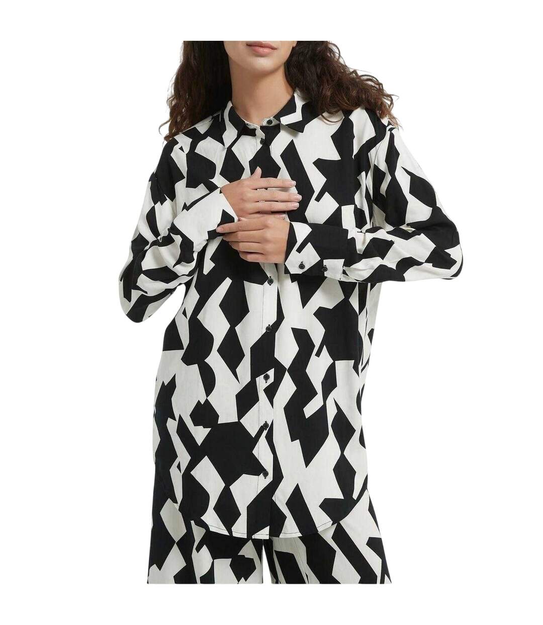 Chemise Motif/style Monochrome Femme Noir Blanc Be You-2
