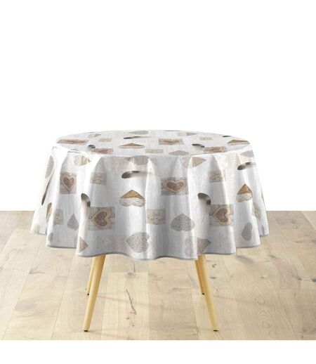 Nappe Ronde Imprimé Delicia 160cm Taupe