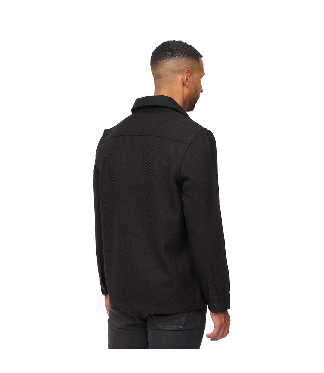 Mens Haynerson Textured Overshirt Black Bewley & Ritch-3