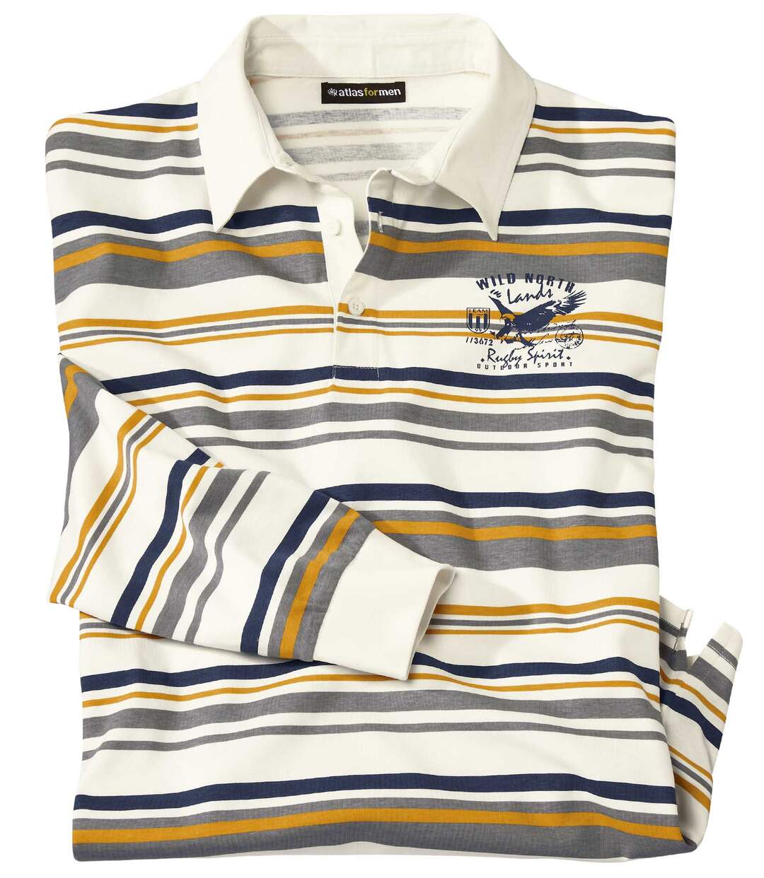 Men's Ecru Striped Polo Shirt Atlas For Men
