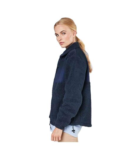 Unisex adult sherpa recycled fleece jacket navy Front Row