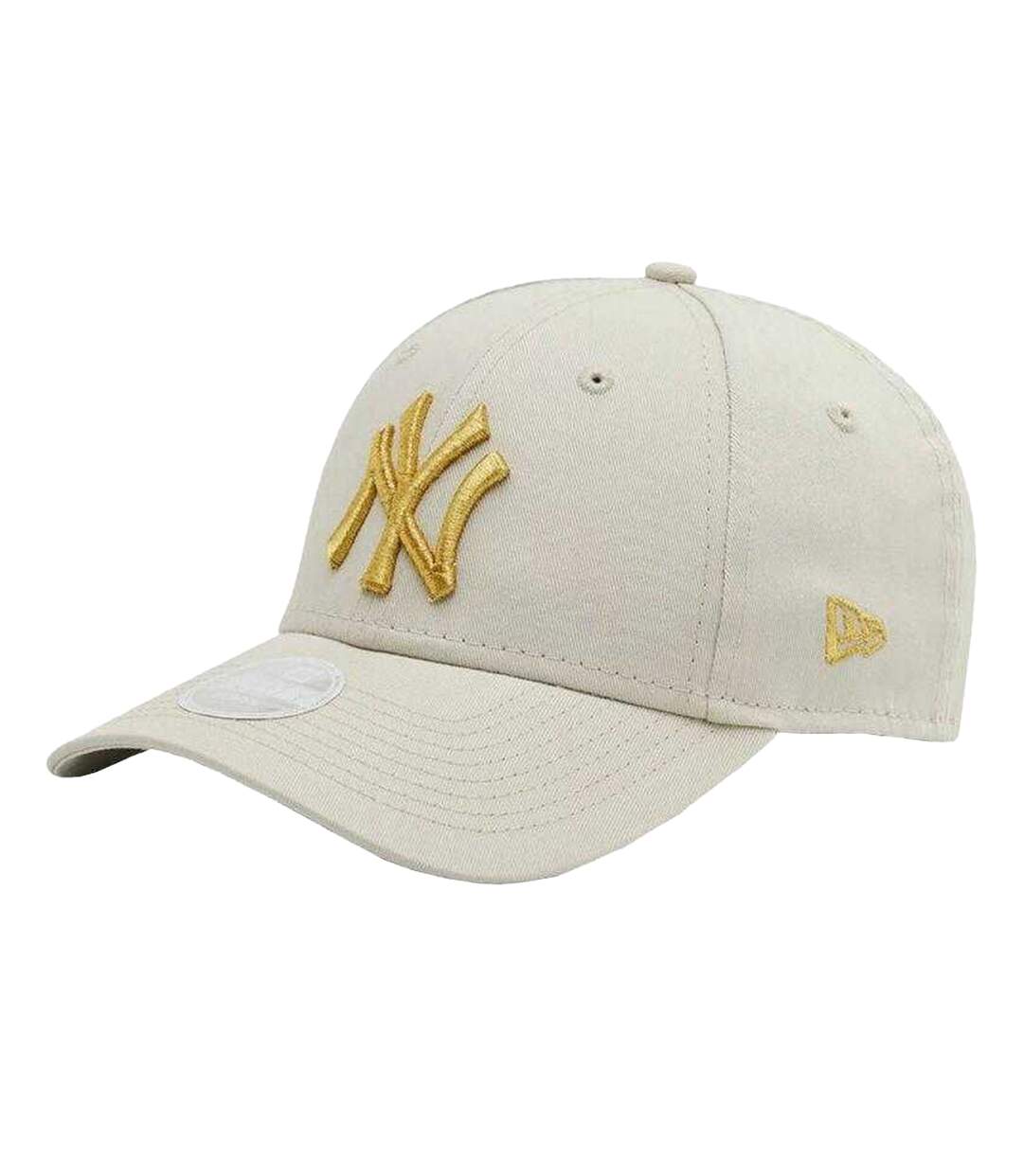 Womens/ladies New York Yankees Metallic Logo Baseball Cap Beige New Era-1