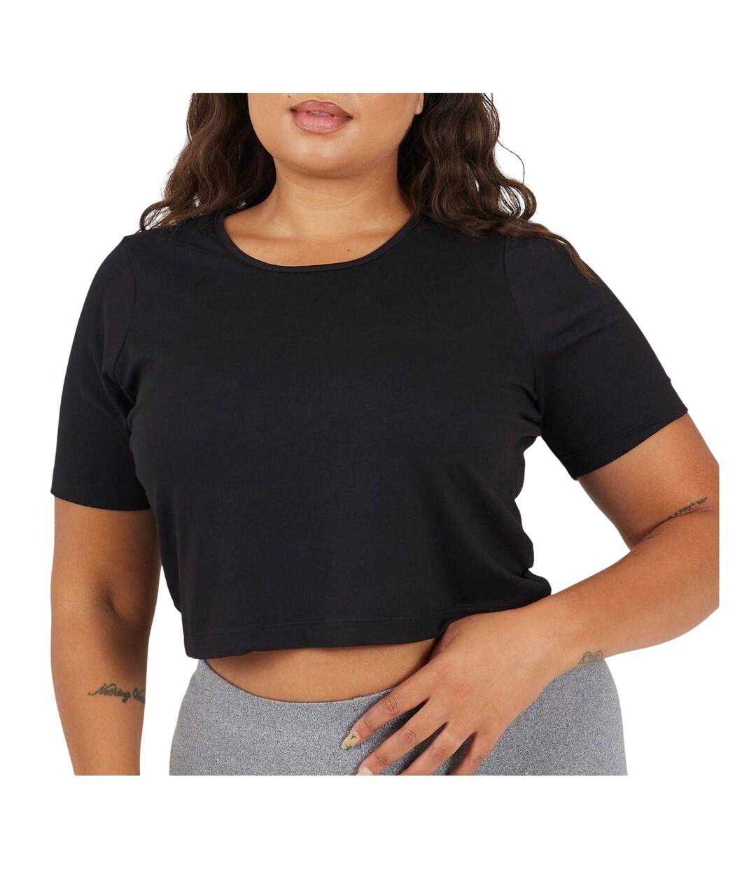 T-shirt Court Motif/style Uni Femme Noir Brave Soul-3