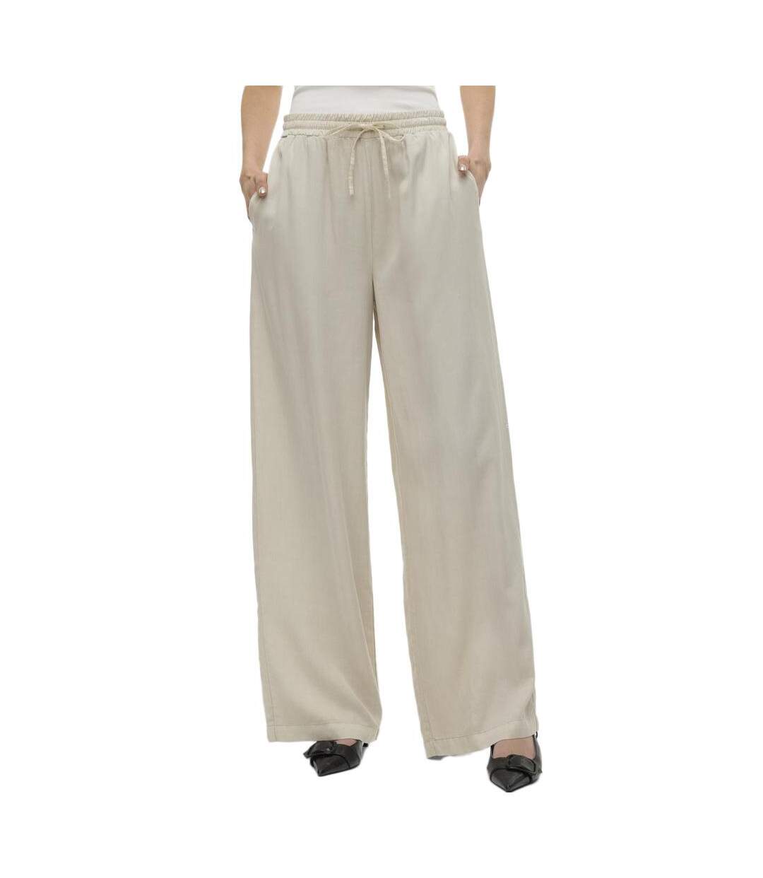Pantalon fluide écru femme vero moda bree-1
