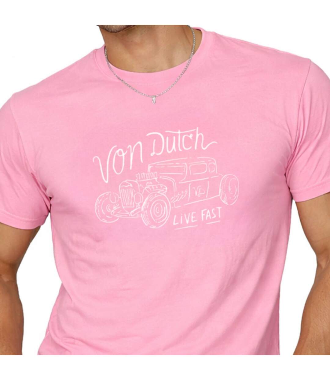 T-shirt homme col rond en jersey 140grm imprimé devant Log6 Vondutch-2