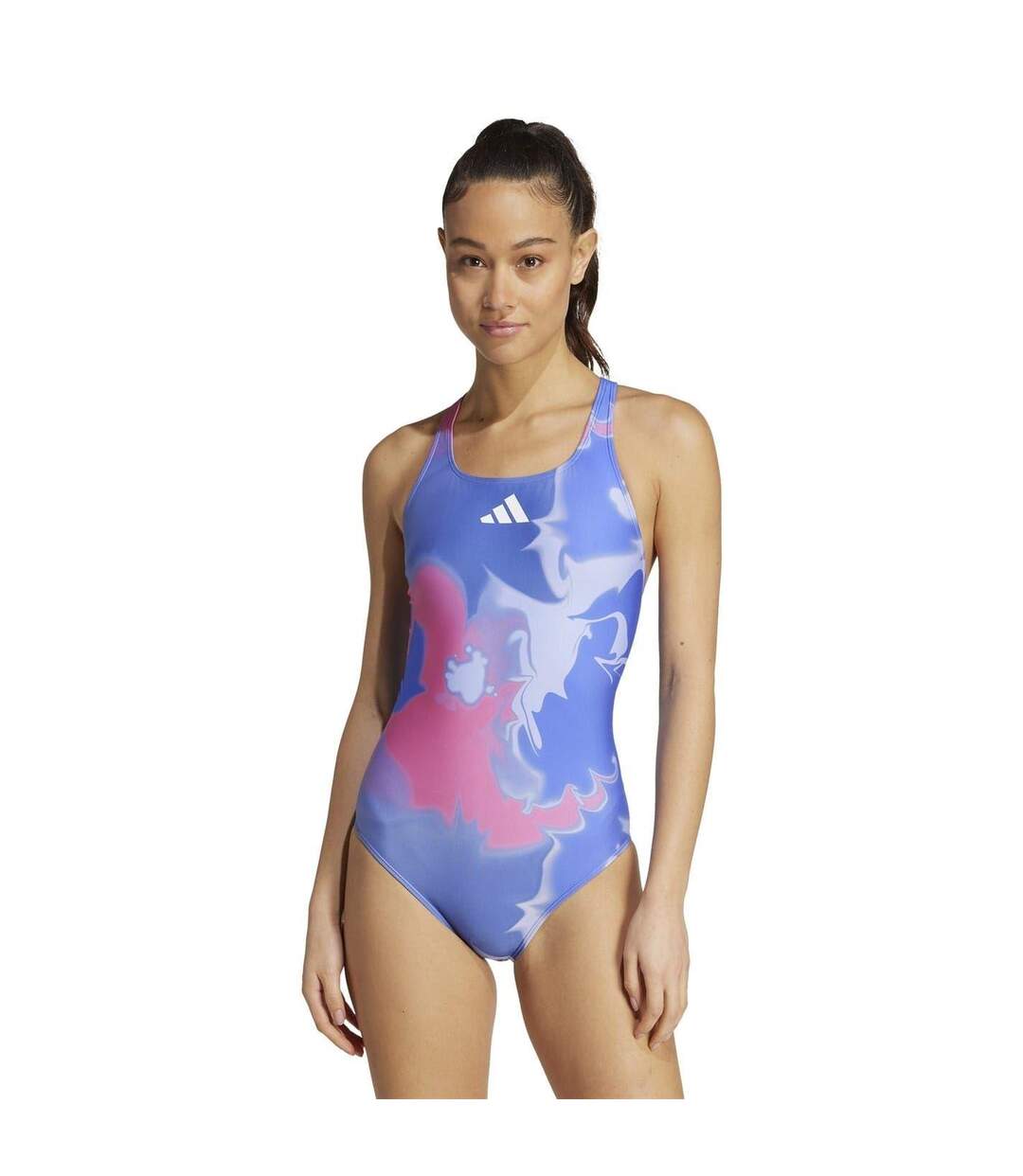Maillot De Bain 1 Pièce Femme Bleu Blanc Tie-dye Adidas-1