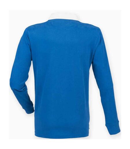 Mens premium rugby shirt royal blue Front Row