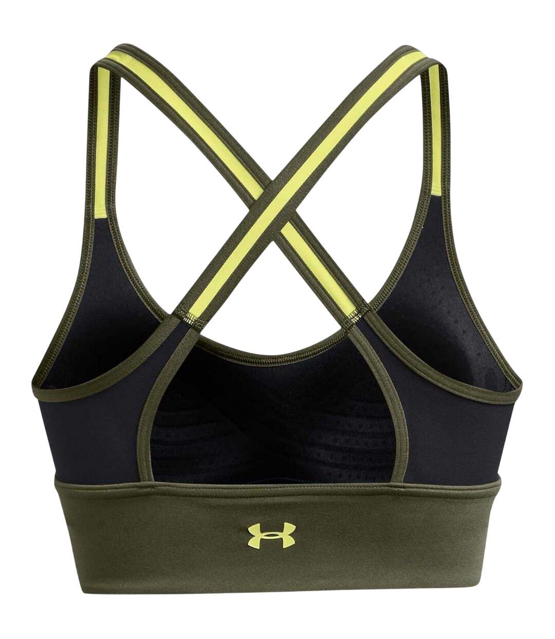 Womens/ladies Compression Sports Bra Black Yellow Under Armour-3