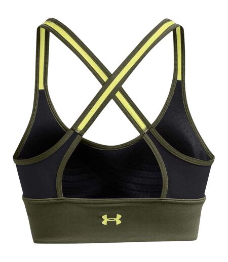 Womens/ladies Compression Sports Bra Black Yellow Under Armour