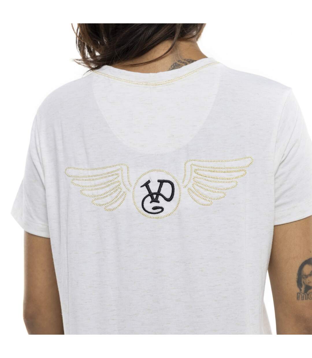 Tee shirt femme avec poche et badge Strass Vondutch-4