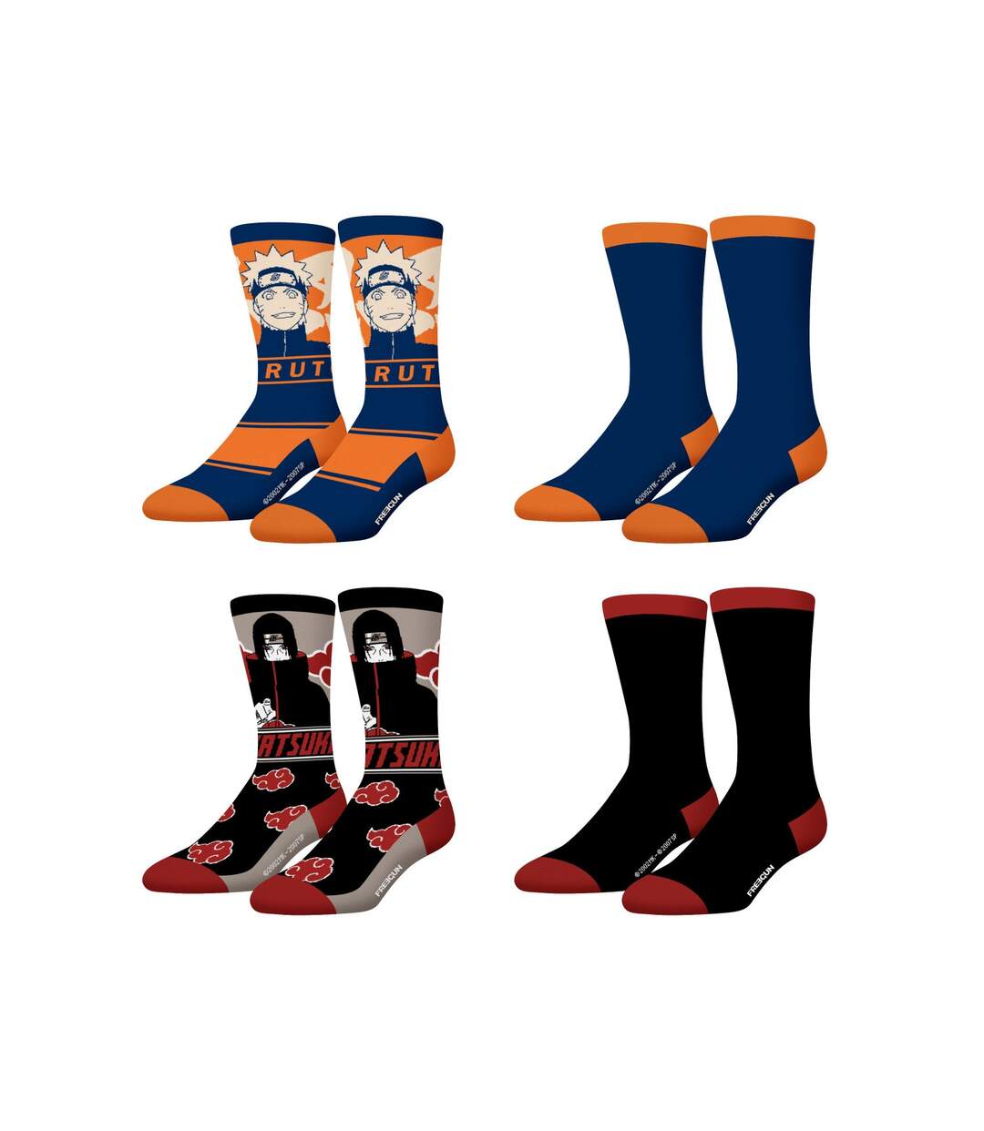 Lot de 4 paires de chaussettes Homme Naruto Shippuden Freegun-1