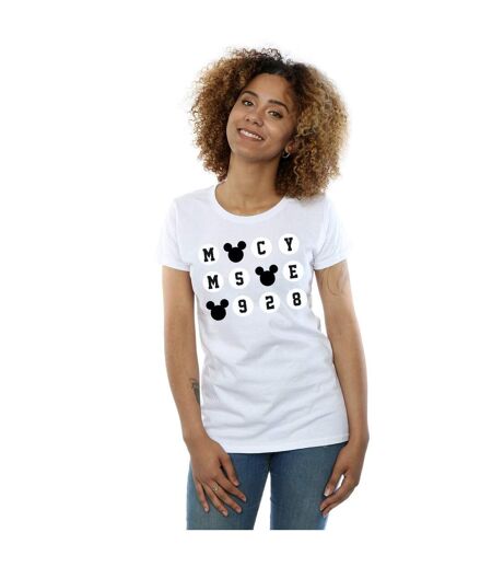 Disney T-shirt en coton Femme/Madame Mickey Mouse 1928 Circles (Blanc) - UTBI31218