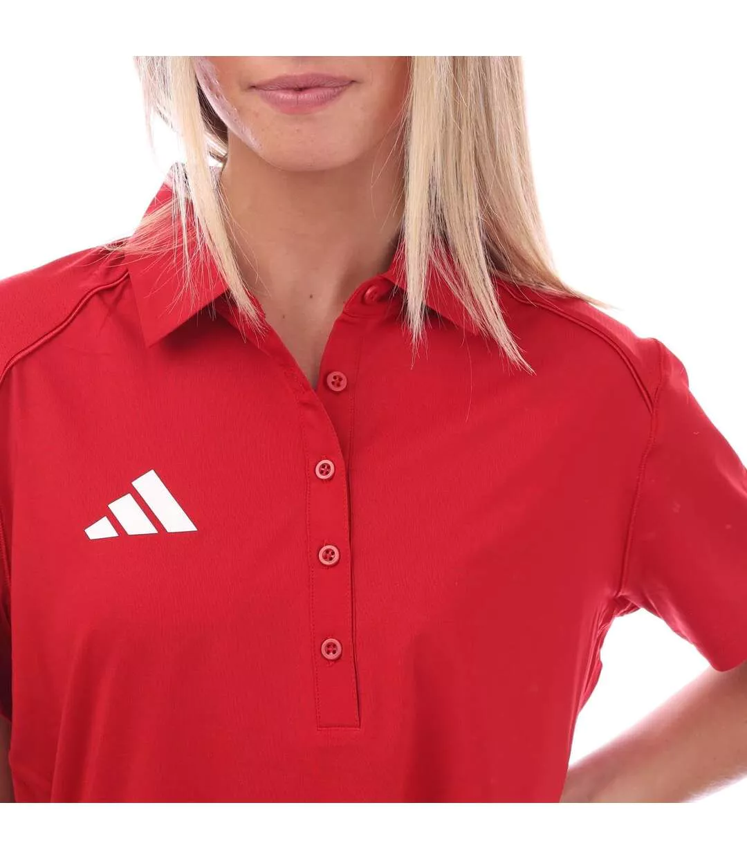 Polo Entraînement Style Classique Femme Rouge Blanc Adidas-4