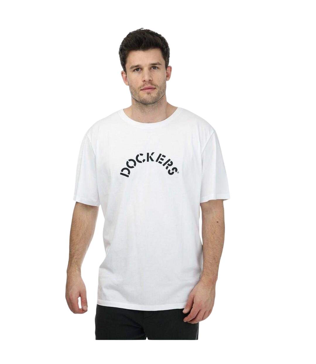 Mens Arched Logo Crew Neck T-shirt White Dockers-2