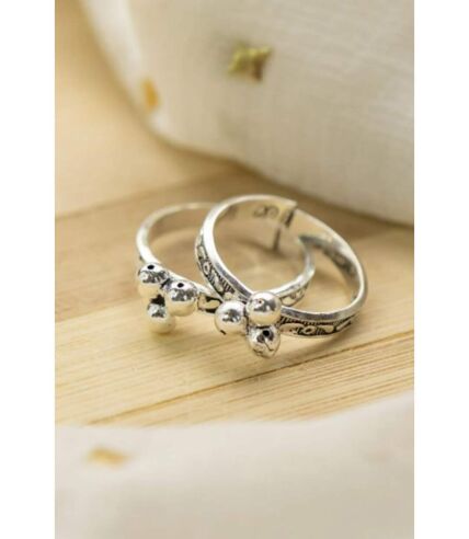 Adjustable Dainty Silver Three Ball Stacking Tribal Slim Ring