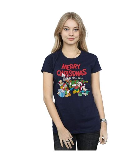 Disney T-shirt en coton Femmes/Ladies Mickey And Friends Winter Wishes (Bleu marine) - UTBI32825