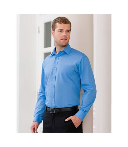 Russell Collection Mens Long Sleeve Easy Care Poplin Shirt (Corporate Blue) - UTBC1027